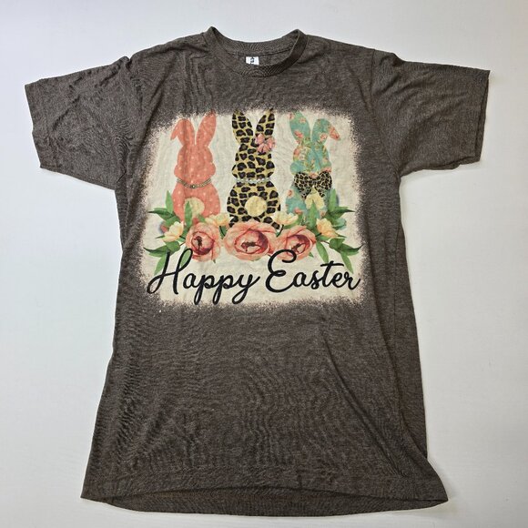 Tops - Happy Easter Crew Neck Grey Heather Tee Medium